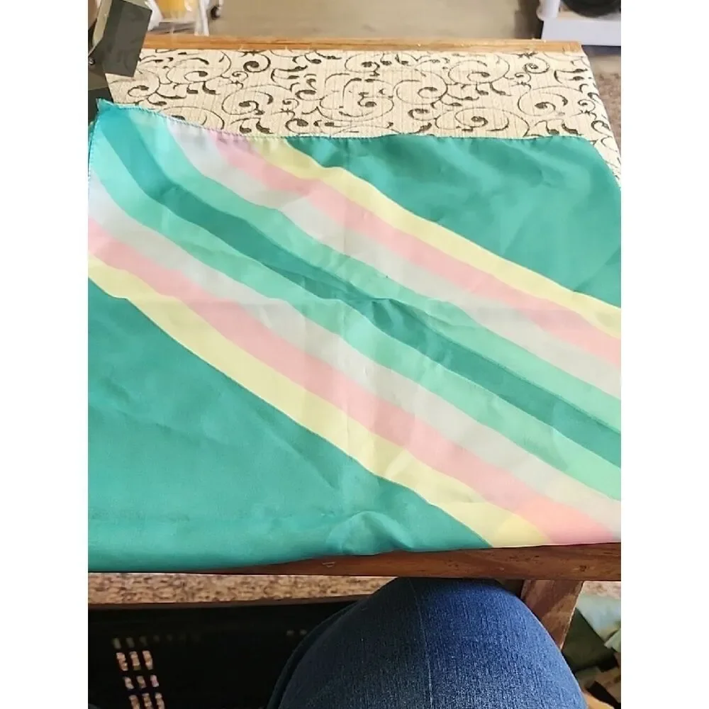 Newport Stripes Turquoise Scarf with Pastel Corner